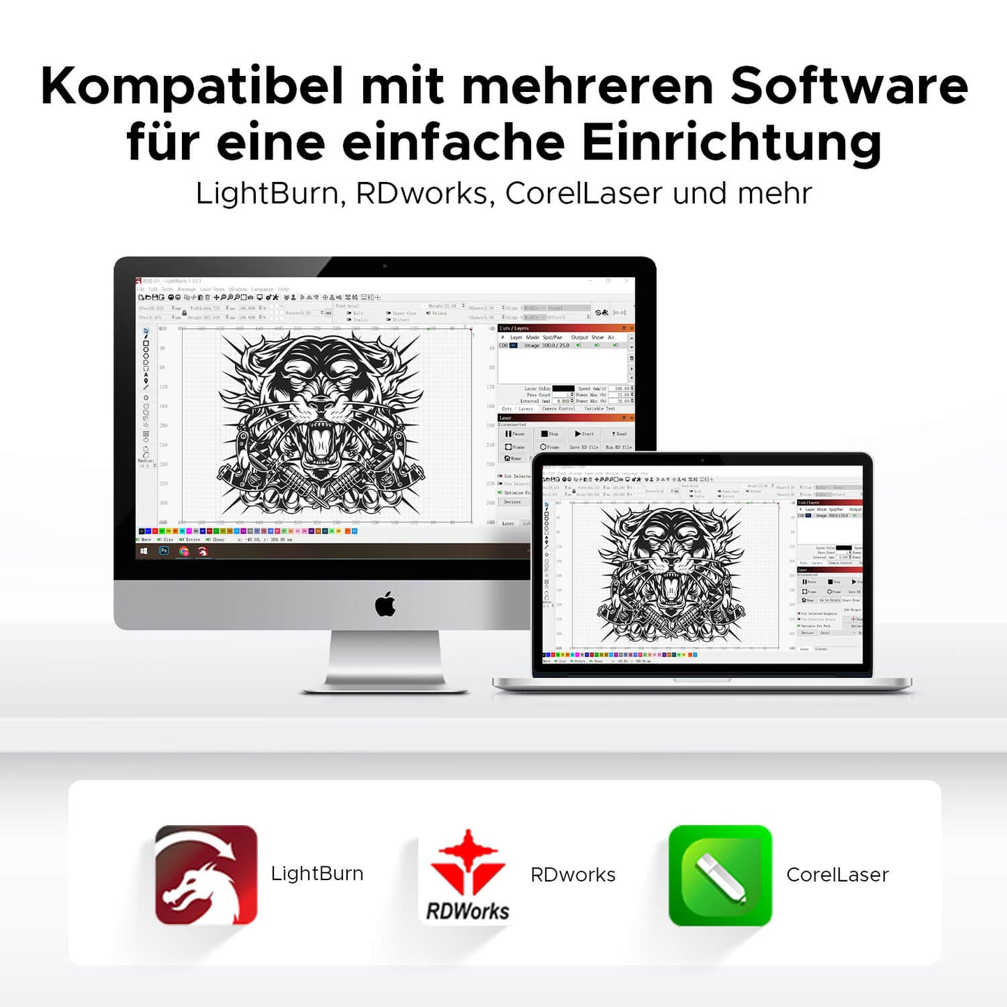 55W Desktop Laser Cutter mit 510x300mm Gravurfläche | Polar Plus CO2 Laser Graviermaschine & Cutter OMTech Laser