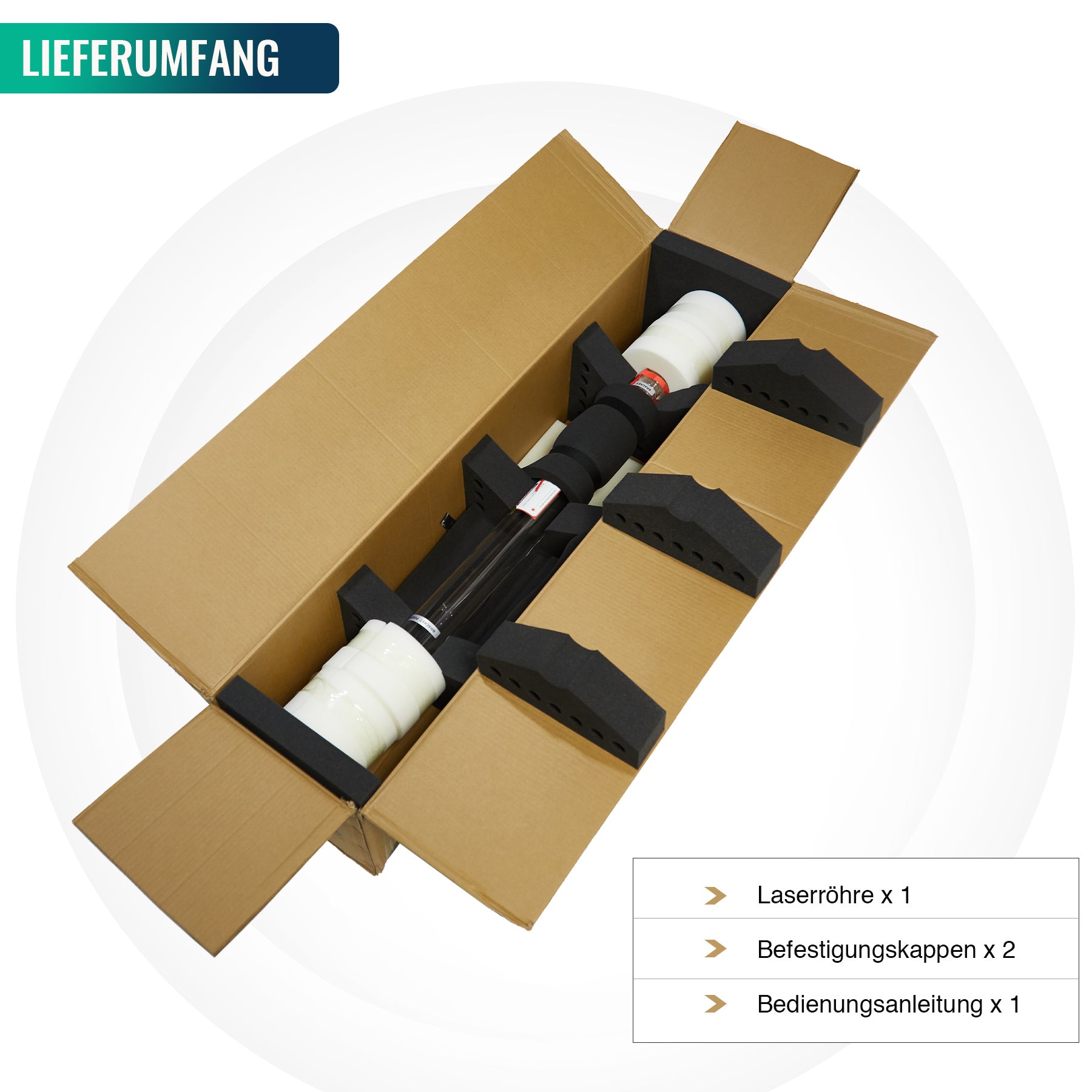 80W CO2 Laserröhre & Laser Tube für Laser Graviermaschinen und Lasercutter | 0080 Laserröhre OMTech Laser   