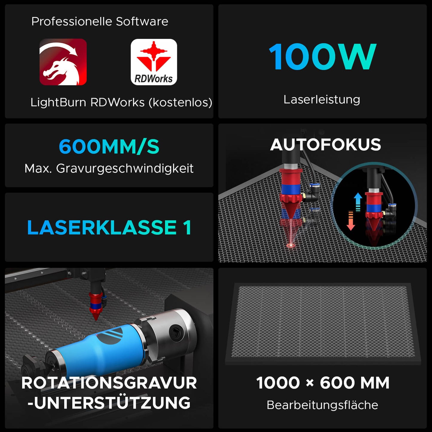 100W CO2 Laser Graviermaschine & Cutter mit 1000x600mm Gravurfläche | Max-1060R CO2 Laser Graviermaschine & Cutter OMTech Laser   