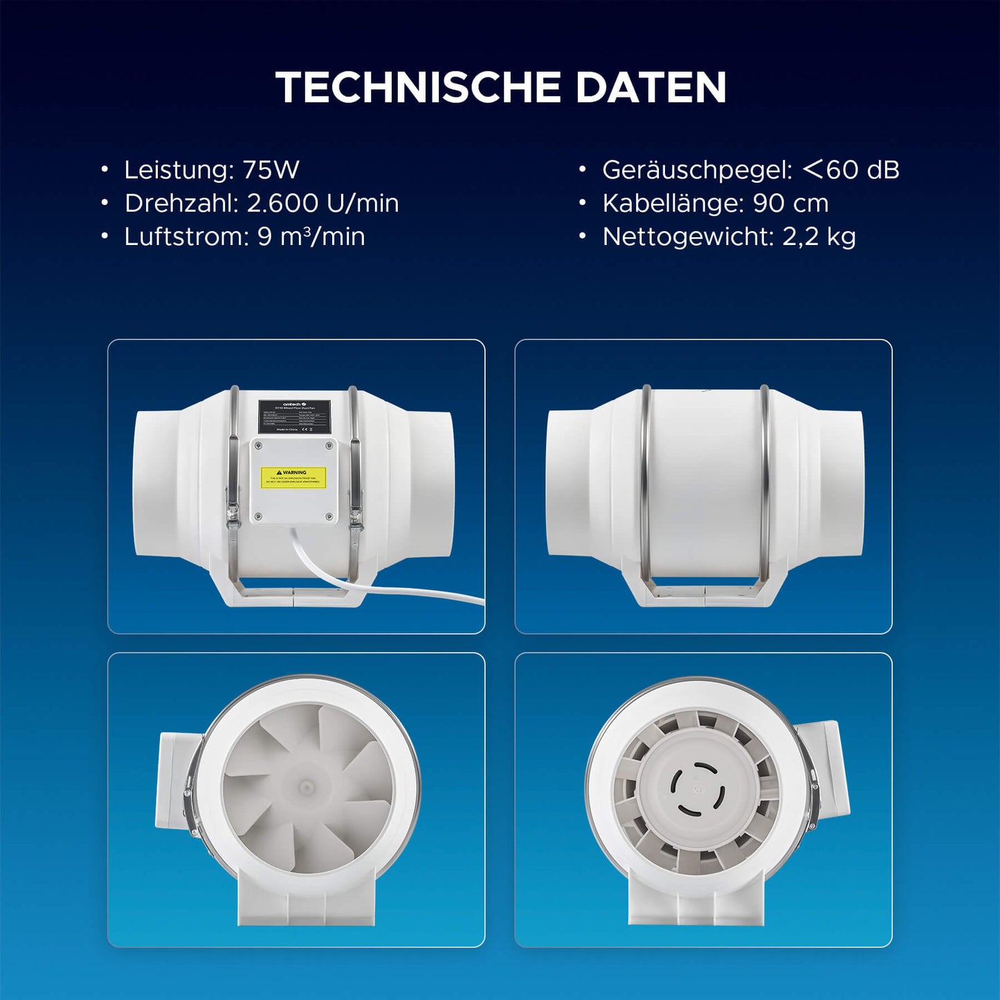 Industrie-Abluftventilator & Kanalventilator für Lasercutter | LAP-0400 Rauchreiniger OMTech Laser   