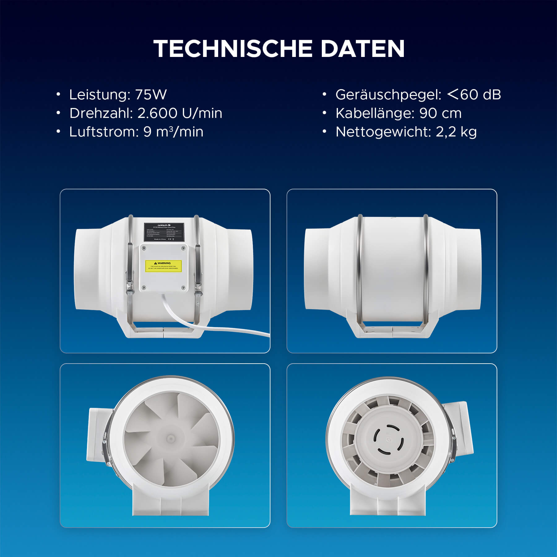 Industrie-Abluftventilator & Kanalventilator für Lasercutter | LAP-0400 Rauchreiniger OMTech Laser   