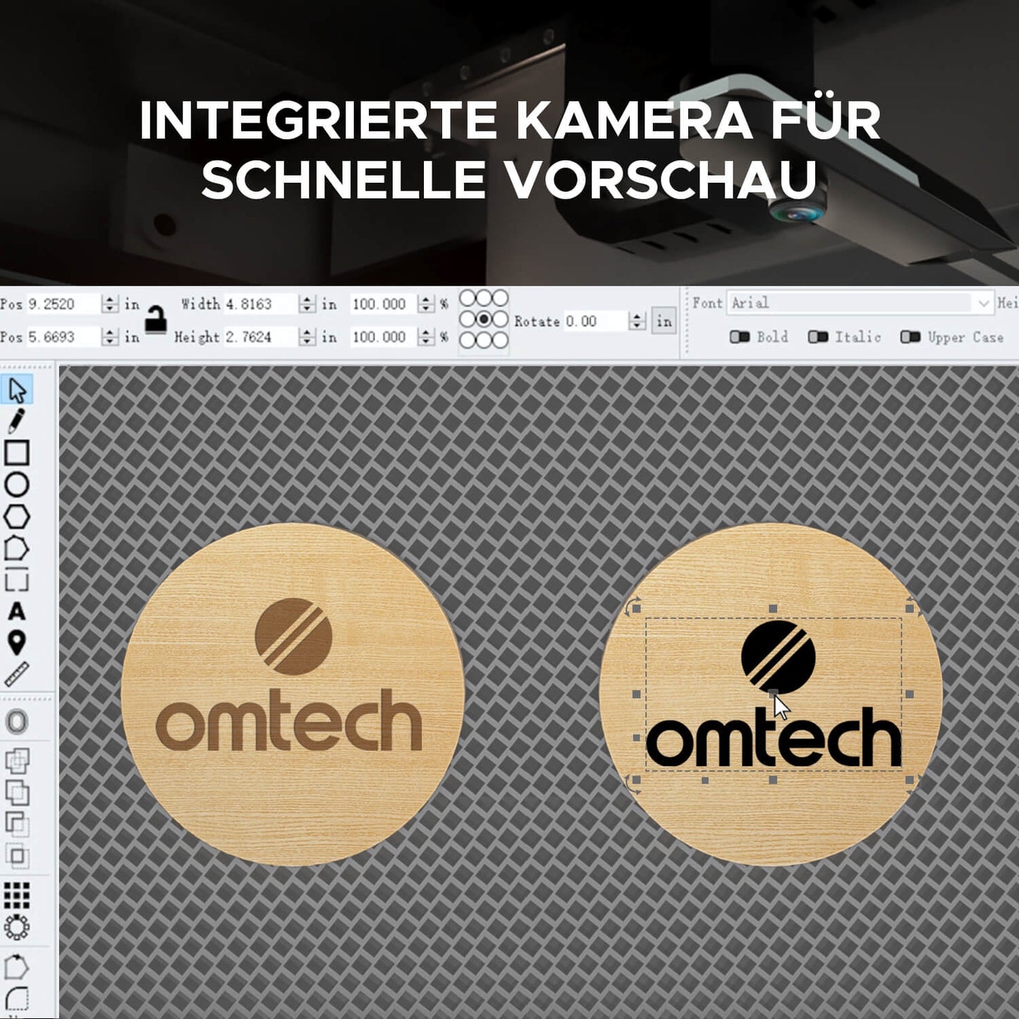 50W Desktop Laser Cutter mit 510x300mm Gravurfläche | Polar Laser CO2 Laser Graviermaschine & Cutter OMTech Laser   