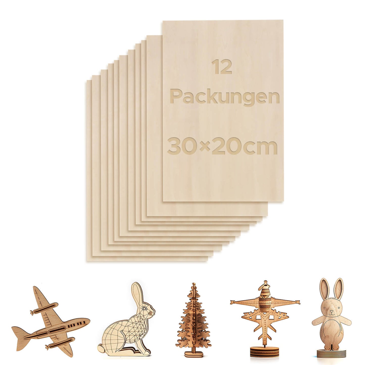 Lindenholz 12 Stücke 300x200x3mm zum Basteln, Laserschneiden und Lasergravieren Materialien OMTech Laser   