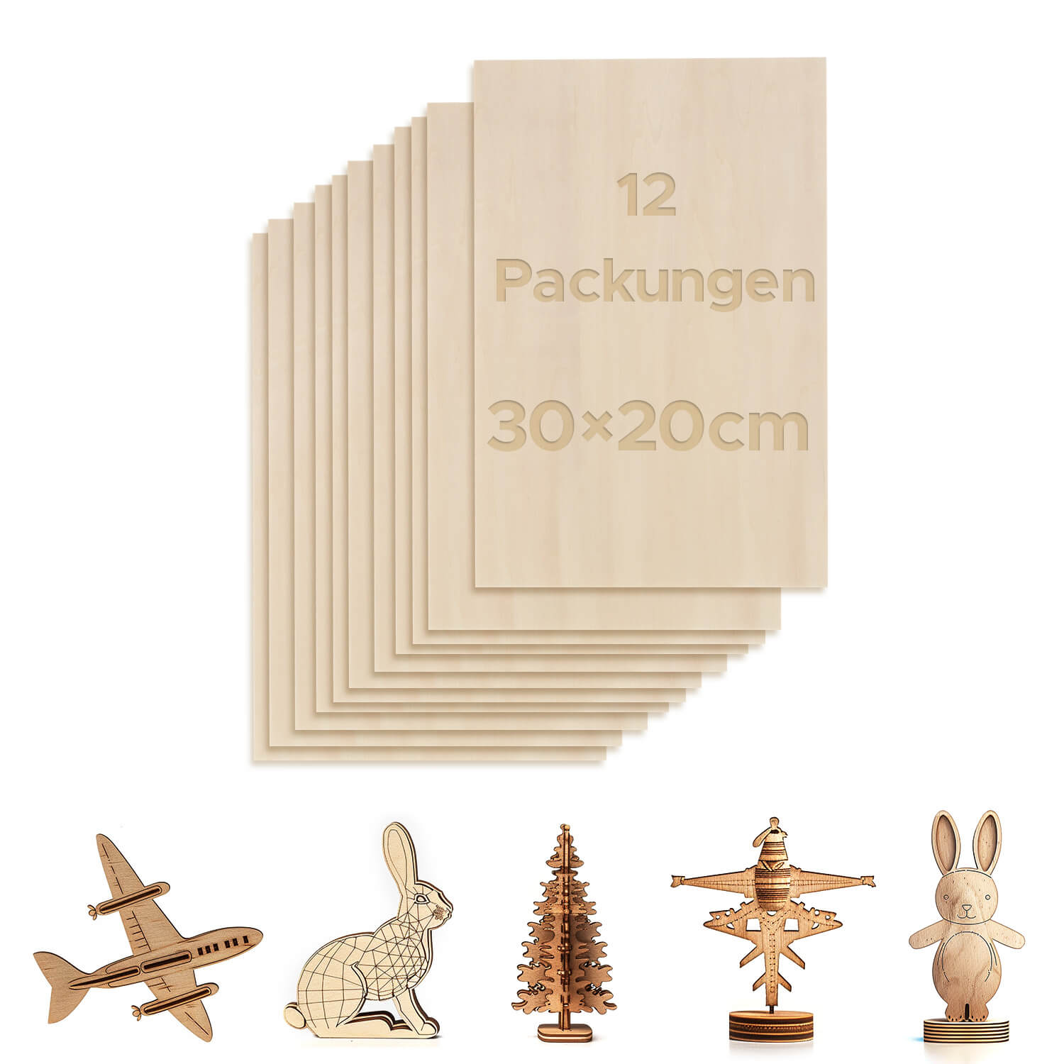 Lindenholz 12 Stücke 300x200x3mm zum Basteln, Laserschneiden und Lasergravieren Materialien OMTech Laser   