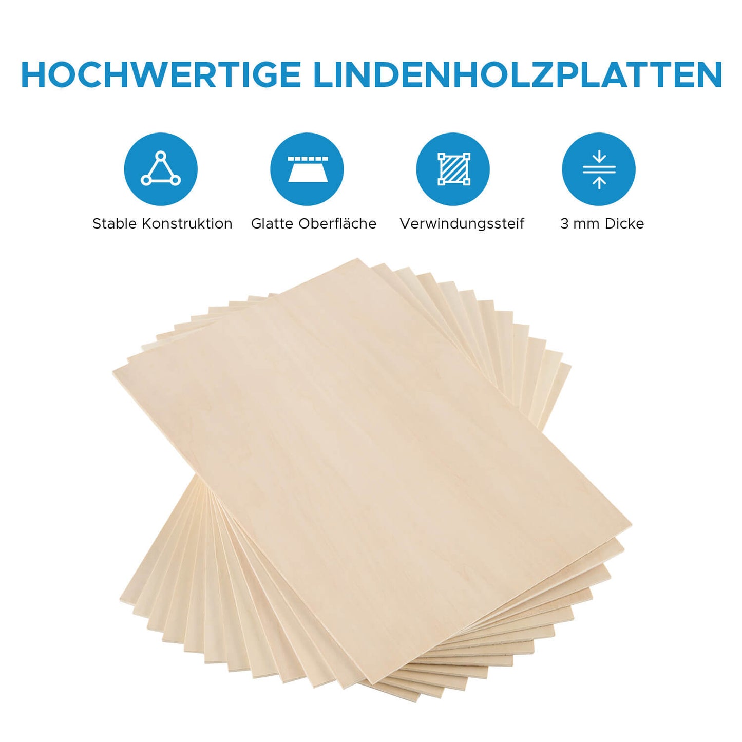 Lindenholz 12 Stücke 300x200x3mm zum Basteln, Laserschneiden und Lasergravieren Materialien OMTech Laser   