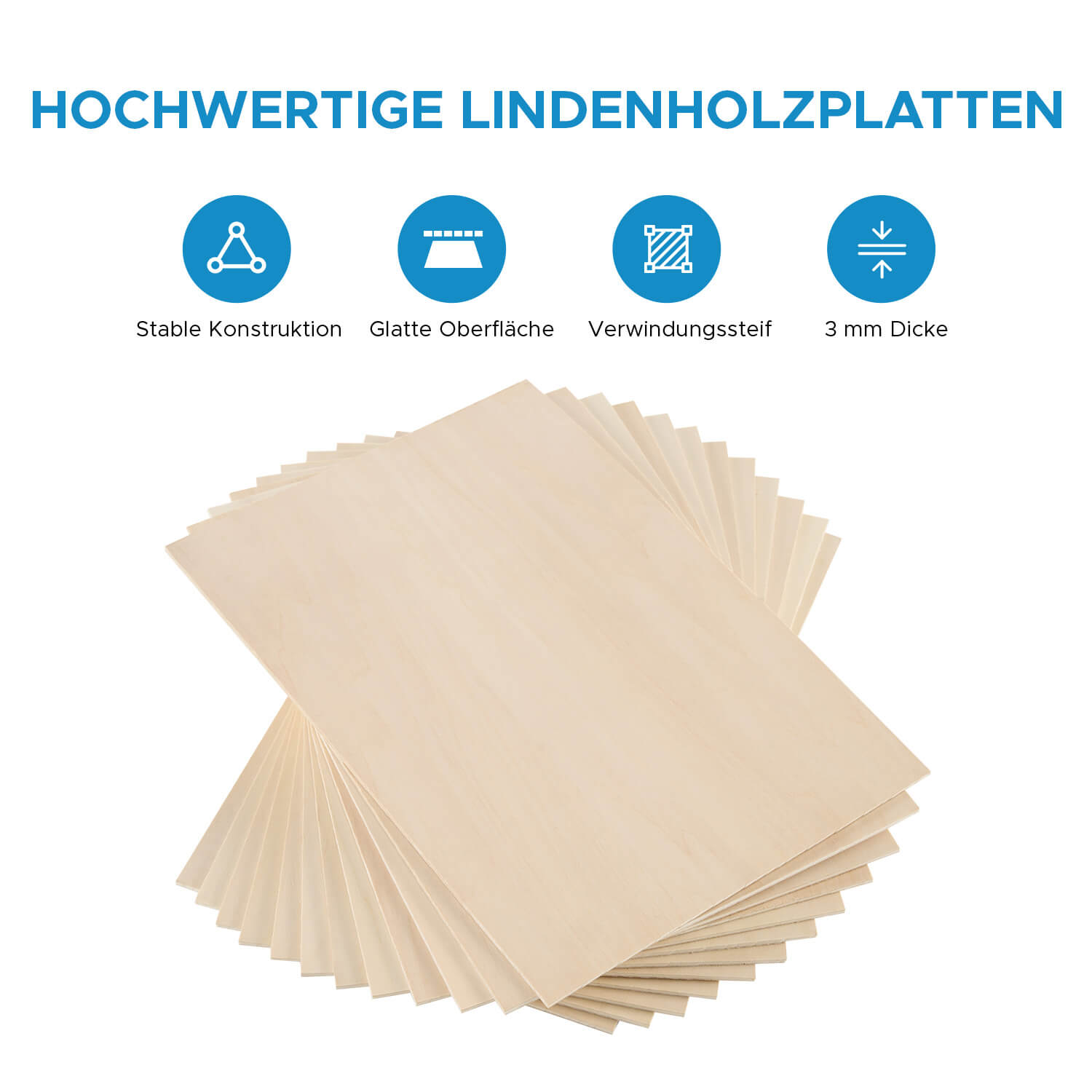 Lindenholz 12 Stücke 300x200x3mm zum Basteln, Laserschneiden und Lasergravieren Materialien OMTech Laser   