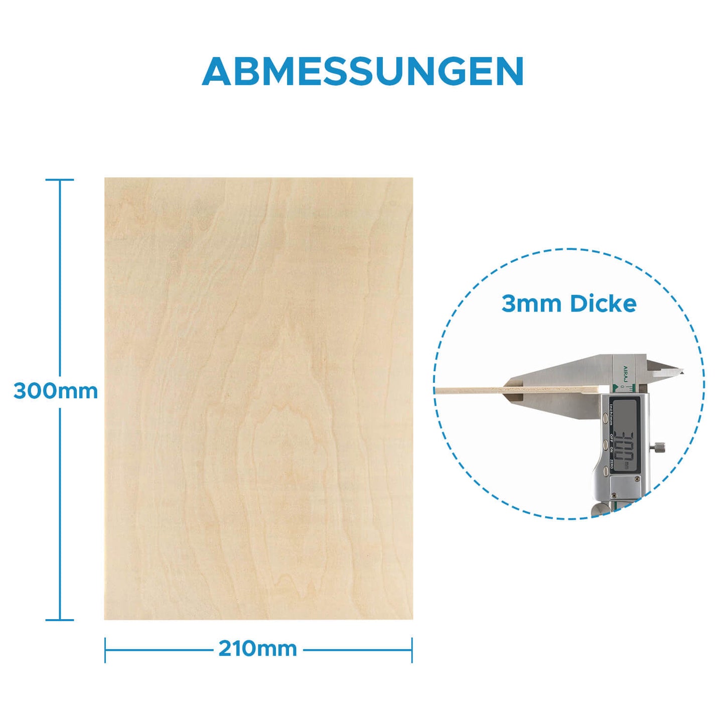 Pappelsperrholz 10 Stücke 300x210x3mm zum Basteln, Laserschneiden und Lasergravieren Materialien OMTech Laser