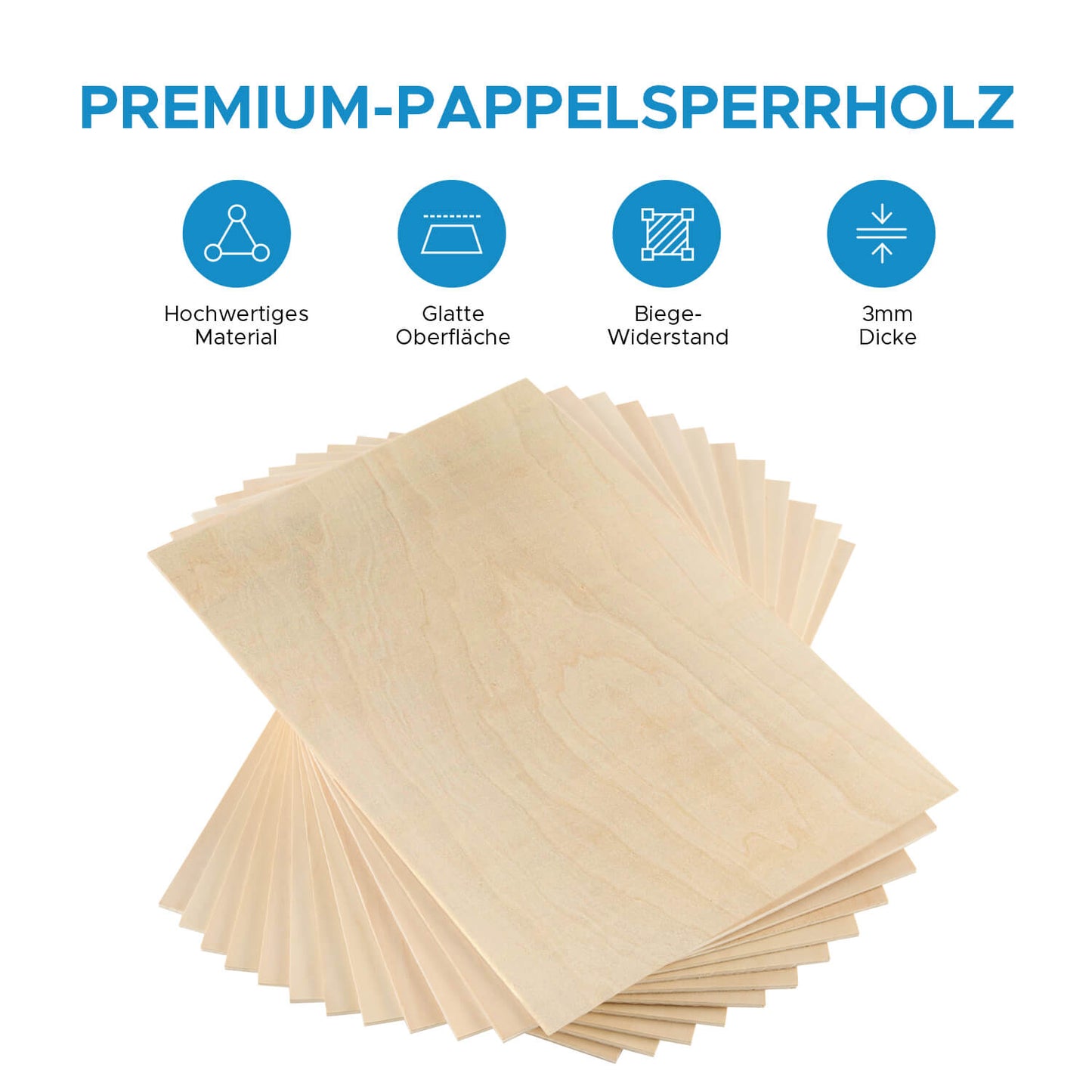 Pappelsperrholz 10 Stücke 300x210x3mm zum Basteln, Laserschneiden und Lasergravieren Materialien OMTech Laser