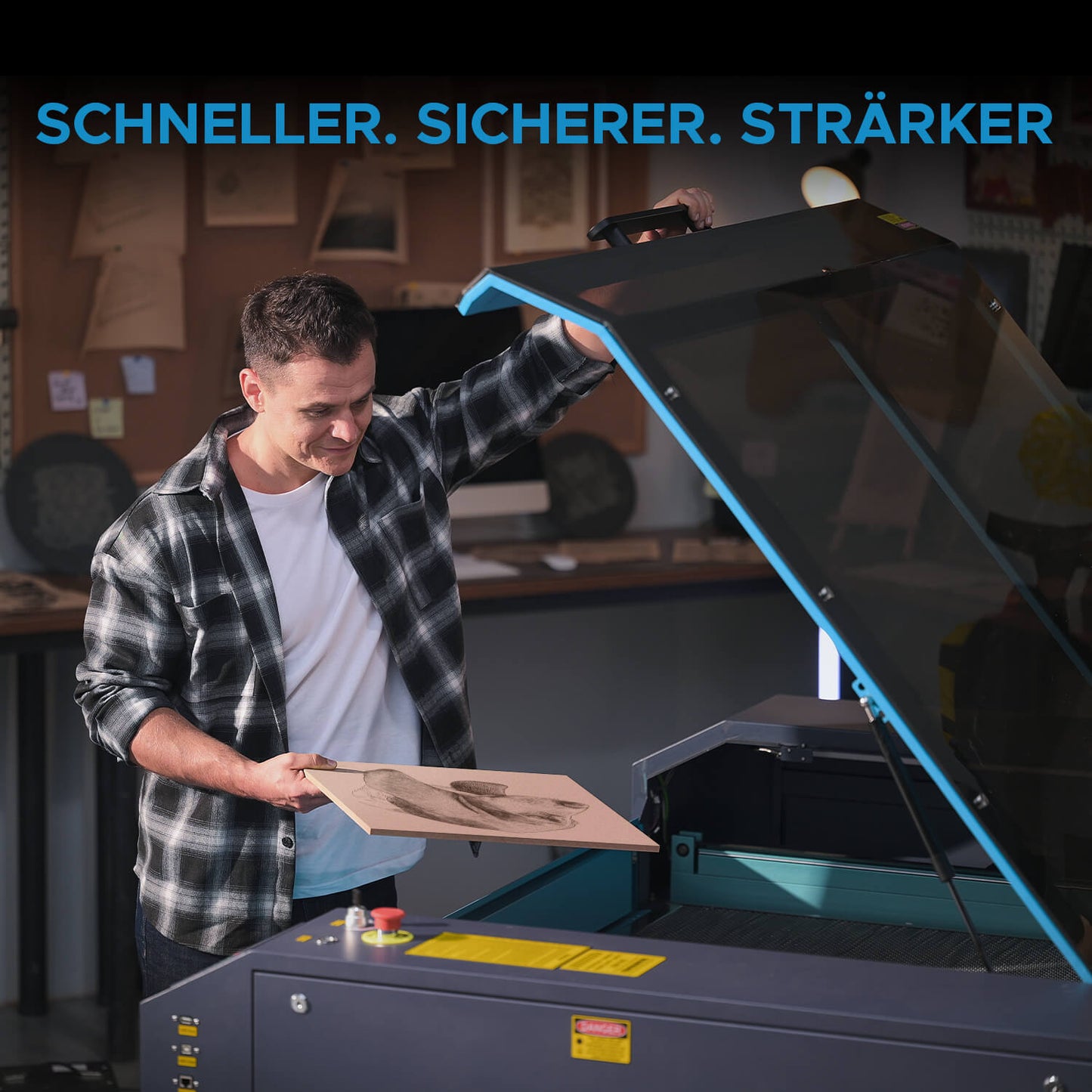 100W CO2 Laser Cutter & Graviermaschine mit 1000x600mm Gravurfläche | Pronto-45 CO2 Laser Graviermaschine & Cutter OMTech Laser